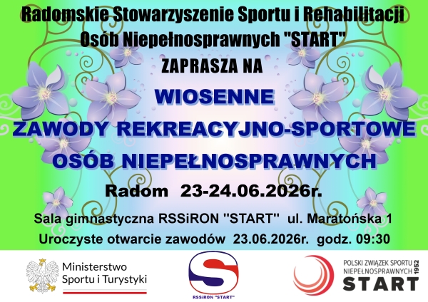 Zapraszamy do udziału w Wiosennych Zawodach Rekreacyjno-Sportowych, Radom 23-24.06.2026
