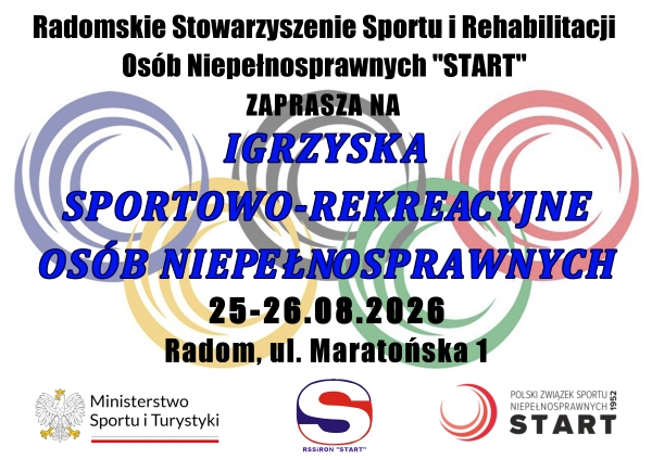 Zapraszamy do udziału w Igrzyskach Sportowo-Rekreacyjnych Osób Niepełnosprawnych 25-26.08.2026